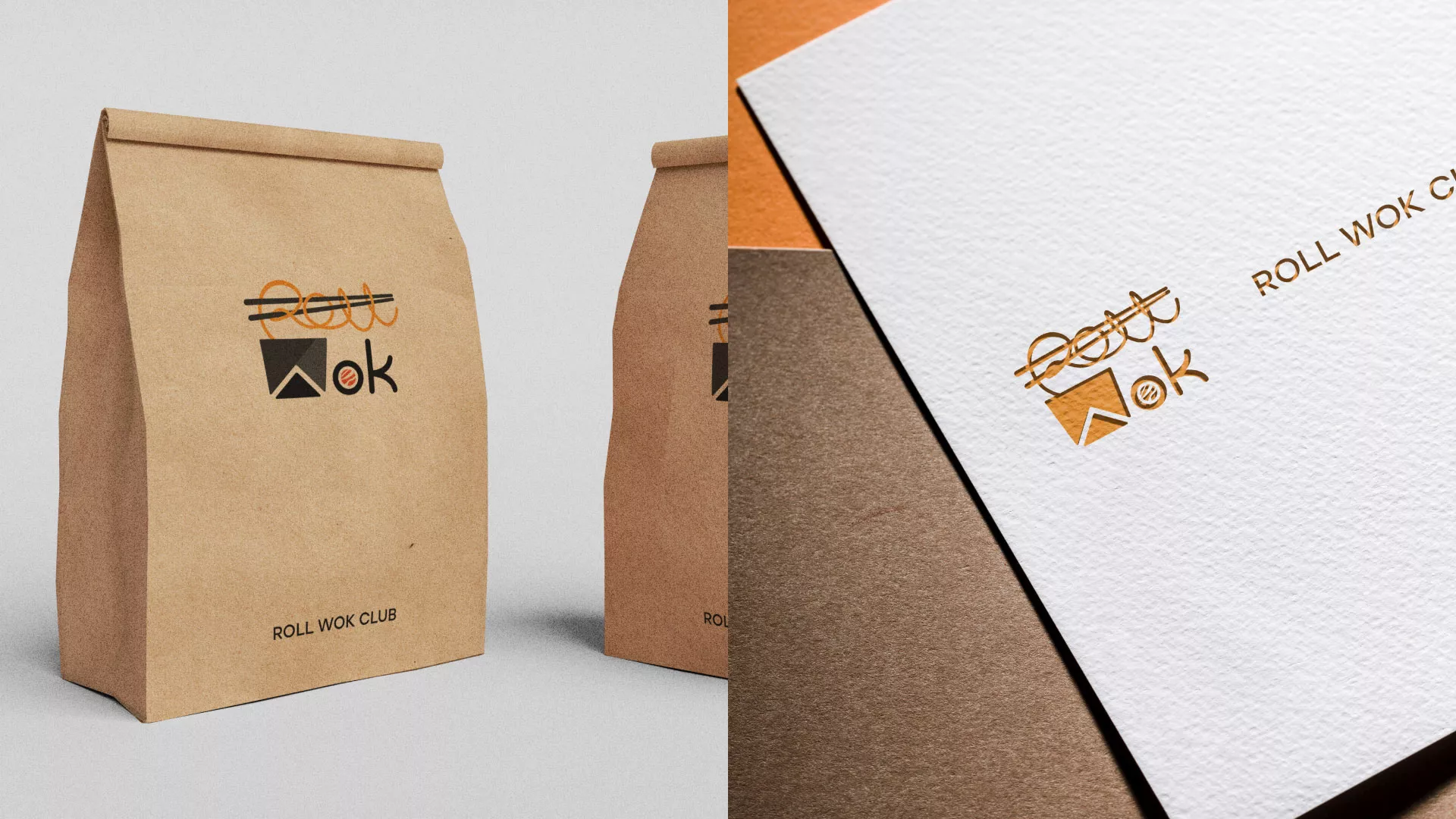Разработка логотипа суши-бара «Roll Wok Club» в Озерах