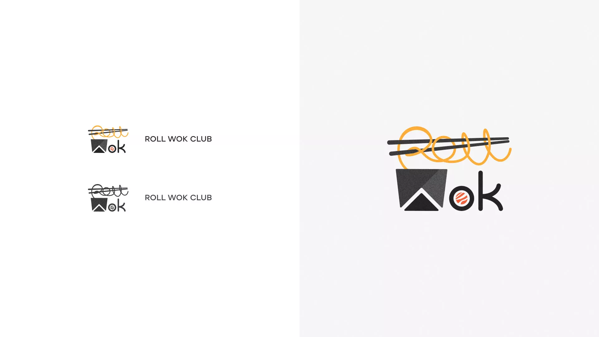 Разработка логотипа суши-бара «Roll Wok Club» в Озерах